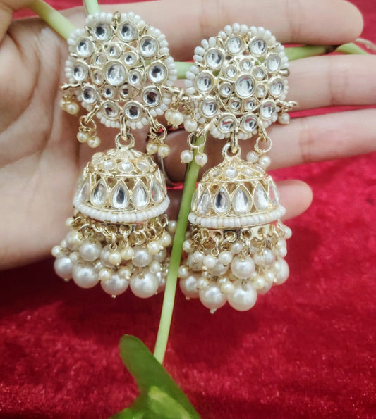 Classic White Aura Jhumkis