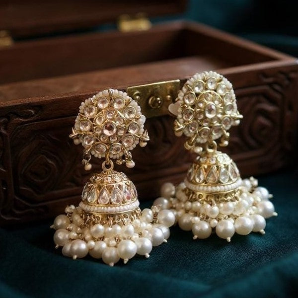 Classic White Aura Jhumkis